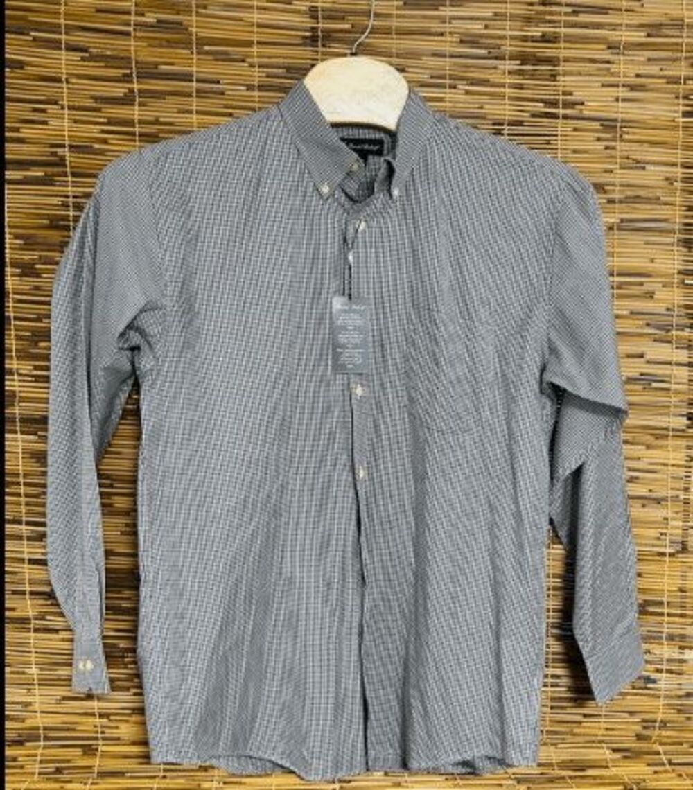 Daniel Bishop Large (L) NWT Brown and White Houndstooth Long Sleeve Shirt